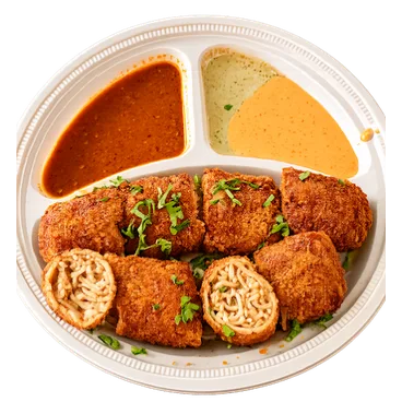 Fried momos with dips at Marwadi Café